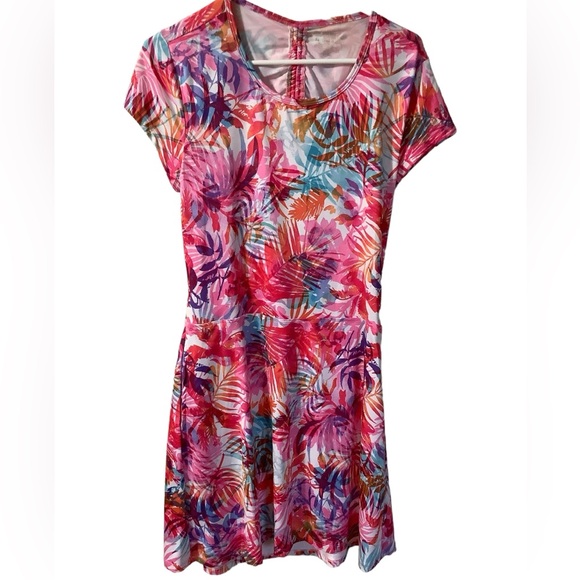 Reel Legends Open Back Tropical Floral Print Short Sleeve Stretchy Dress Size M‎ - Picture 12 of 13